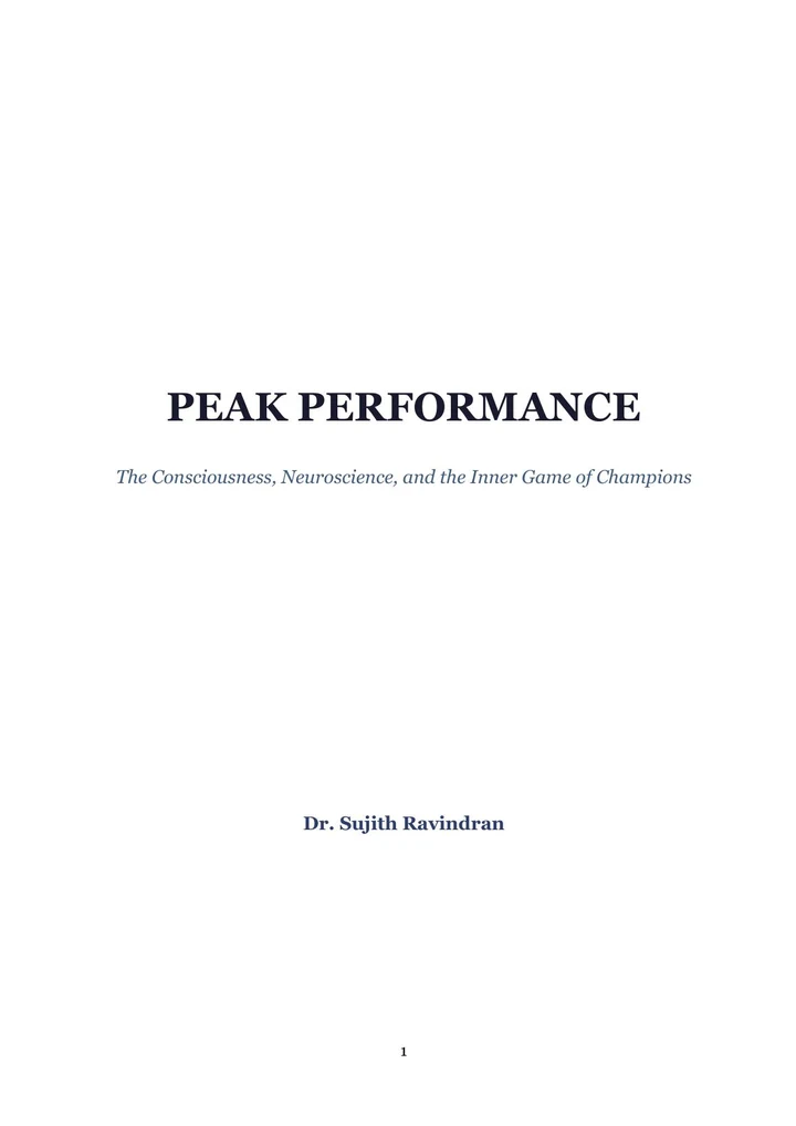 Peak Performance authentic book cover by Dr. Sujith Ravindran